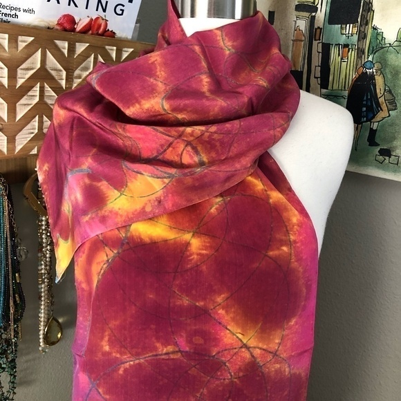 Handmade Tie Dye Silk Scarf - Dopamine - Picture 8 of 8